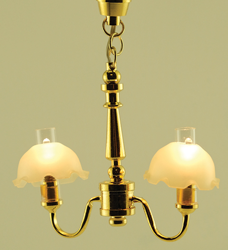 Dollhouse Miniature Chandelier, 2-Lt Fluted